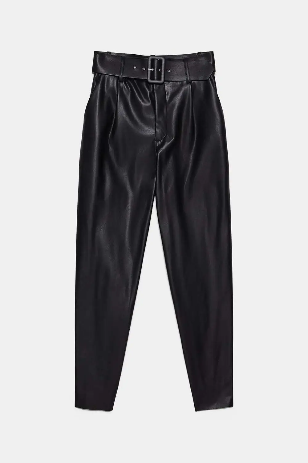 black pants Звездный Светлячок модные Za кожаные брюки женские зимние тонкие повседневные искусственная кожа сплошной цвет Высокая талия плюс бархат брюки женские - Цвет: black pants