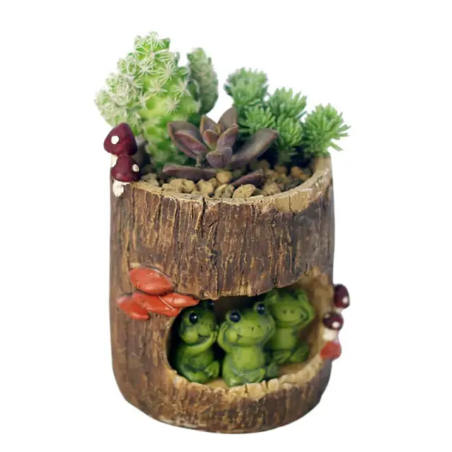 Kerti Ültetvény Kedves Gyanta Zamatos Növényi Virág Bonsai Ültetvényes Edények Díszek Vízelvezető Lyuk Asztali Dekorációval - Image 3