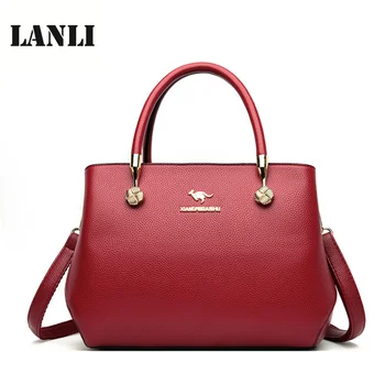 

Solid New Handbag Fashion Female bag Simple Versatile Soft Leather PU Large capacity Package Diagonal Luxury Handbags Luxury
