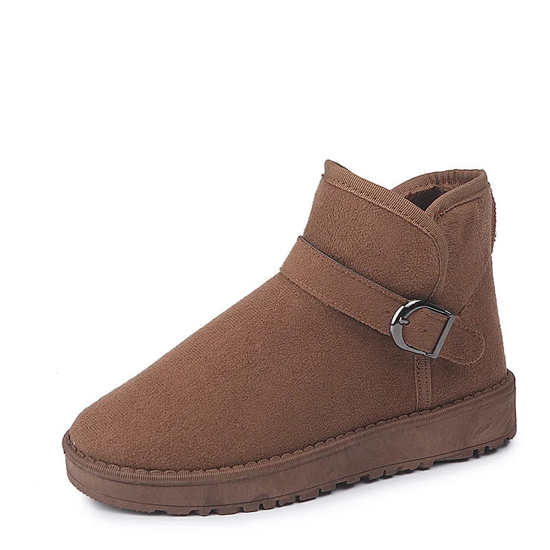 

New Style Women Boots Fashion Round Toe Women Winter Boots Comforty Flat Solid Faux Suede Shoes Women Ankle Keep Warm Snow Boots