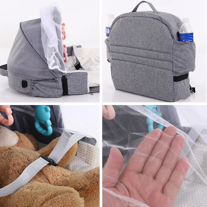 Portable Bed Foldable Baby Bed Travel Sun Protection Mosquito Net Breathable Soft Cribs Infant Sleeping Basket With Rattles Toys