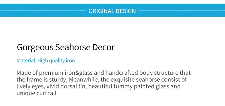 Garden Decor Metal Seahorse of Wall Decor with Glass for Garden Decoration Animales Jardin Miniature Statues and Sculpture