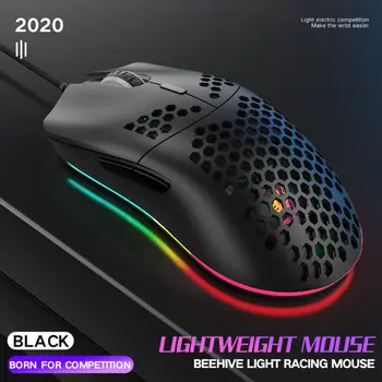 

M6 Hollow Honeycomb Pattern Game Mouse Lightweight RGB Wired Gaming Mice 12000DPI 7Keys for Game Lovers