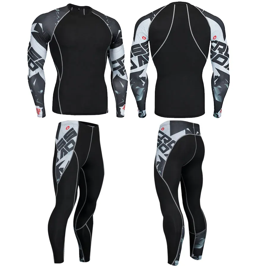 Tracksuit Men Compression Sweat Quick Drying Sets Fitness Men's Wear Thermal Bodybuilding Shapers