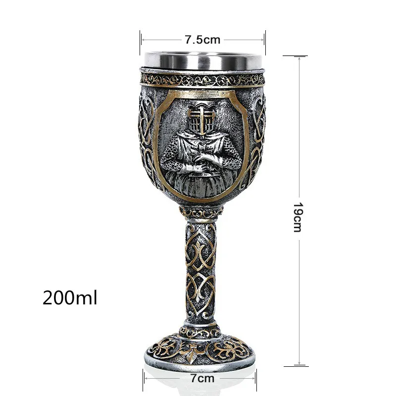 goblet Рыцарь чашка со скелетом кружка Кубок двойной нержавеющая сталь вина чашка кофе Хэллоуин украшение дома подарок на день отца - Цвет: goblet