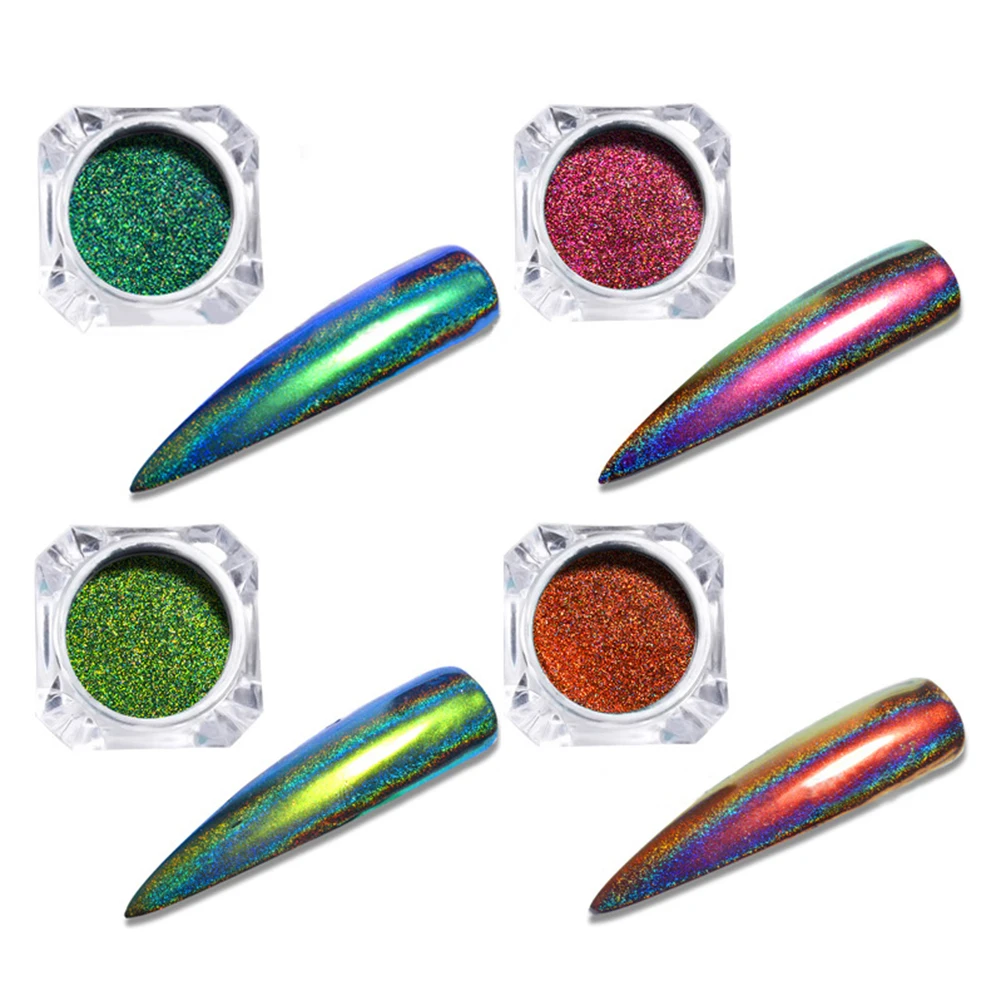0.2g 12 Colors Mirror Effect Manicure Nail Art Shimmering Powder Fine Shiny Glitter Nail Art Kit