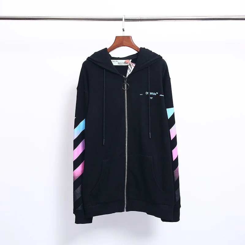 

Autumn And Winter New Style Gradient Color Arrowhead Ow Cardigan Zipper Hooded Pure Cotton High Quality Men's Sweatshirts & Hood