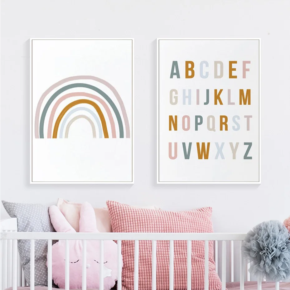 Rainbow-Nursery-Decor-ABC-Alphabet-Poster-Wall-Art-Canvas-Painting-Print-Pictures-New-Baby-Girls-Gift (1)