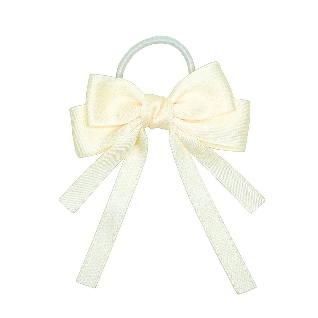 2PCS Velvet White Hair Bows Girls Hair Ribbon Elastics Hair Tie