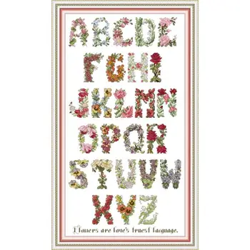 

Joy Sunday Counted Cross Stitch Letter - Flower Painting 11CT14CT Cross Stitch Embroidery Kit Needlework Set DIY Needlework Sets