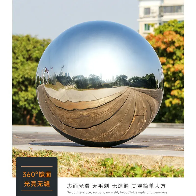 HQ 304 Stainless Steel Mirror High Gloss Glitter Hollow Sphere Ball for Home Garden Wall Guardrail Window Landscape Decoration