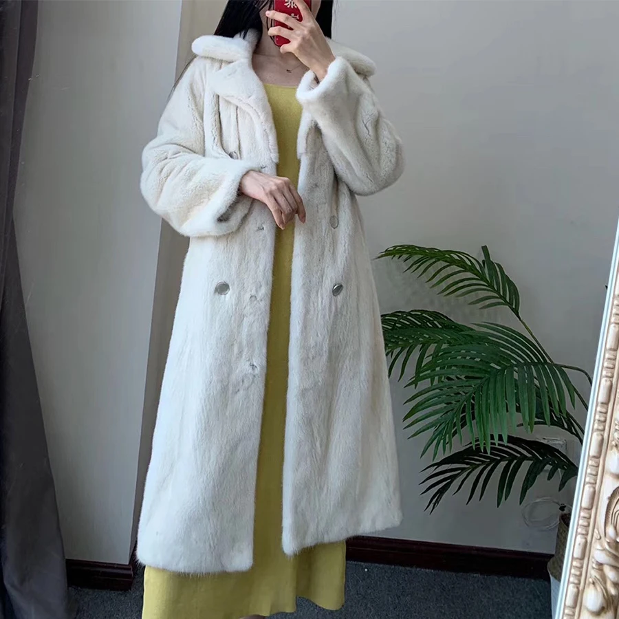

long style women real mink fur coat with belt Full Pelt Mink Fur Coats For Women Fashion Tops With Nature Mink Fur