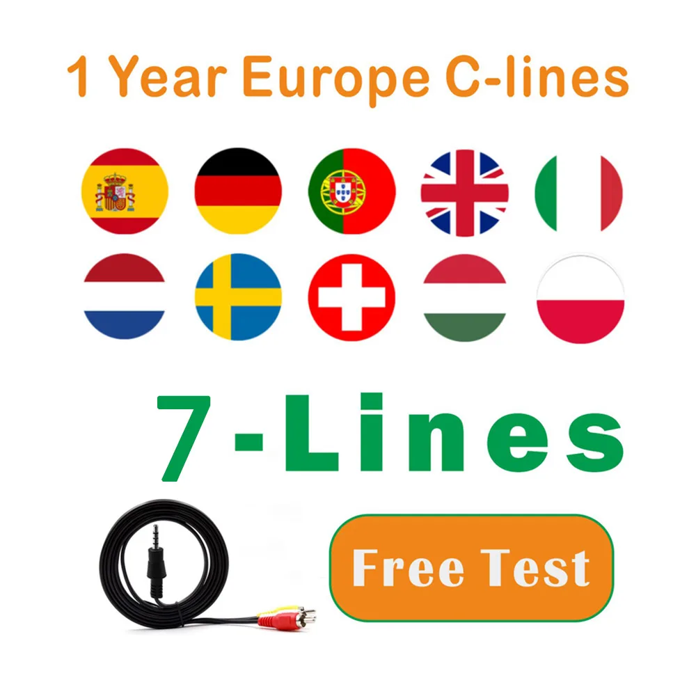 

Newest Most stable1 year Europe cccams spain Portugal Poland Germany Satellite tv Receiver 7 lines FULL HD DVB-S2 Support Ccams