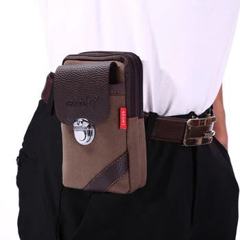 

Outdoor Shopping Accessaries Supplies Multi-function Men Canvas Waist Belt Bum Bag Casual Travel Mobile Phone Pouch