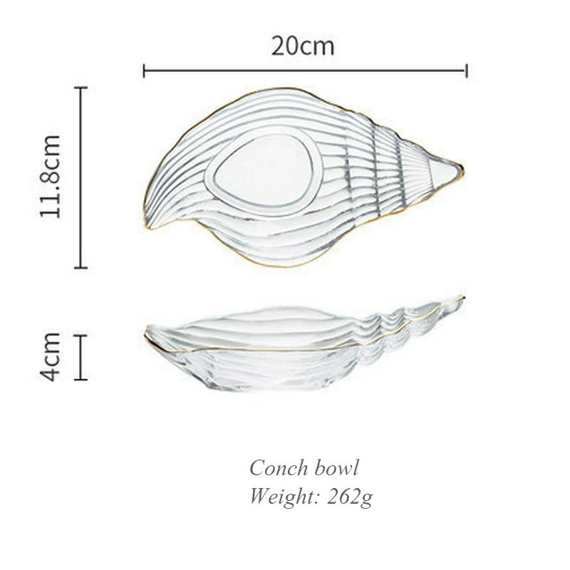 Серия скандинавского океана прозрачная стеклянная салатная миска для десерта тарелка для закуски поднос горячая Распродажа украшение дома хранение кухонные аксессуары - Цвет: Conch plate