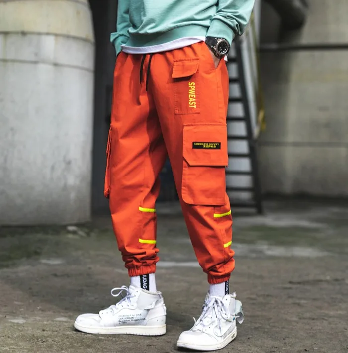April MOMO штаны карго с карманами мужские Цветные Лоскутные Повседневные Jogger модные тактические брюки Tide Harajuku уличная американский размер