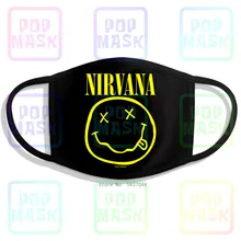 Mascarilla de boca en algodón reutilizable, lavable, con impresión de Bandre-Issue, cara sonriente, Vintage Nirvana 1992