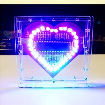 

With Shell 0.5W DIY Colorful LED Love Lights Heart Shaped Glare Red Single-chip Running Lights Electronic Kit 32 Lamps board