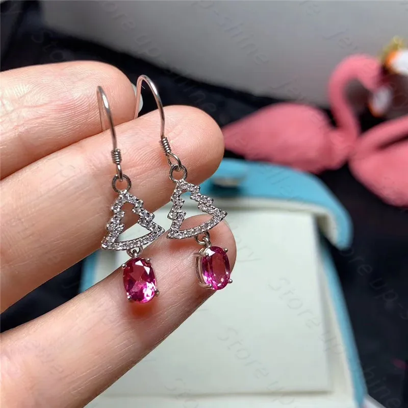 

Natural pink topaz earrings, 925 silver ladies earrings, trendy, sweet and cute
