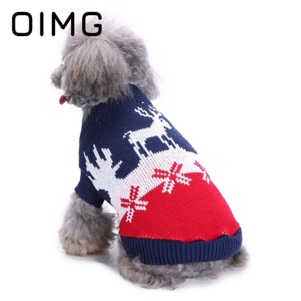 

OIMG Christmas Dogs Sweater Cartoon Cute Puppy Clothing 2022 New Year's Costume For Small Dogs Clothes Warm Pets Cats Outfits