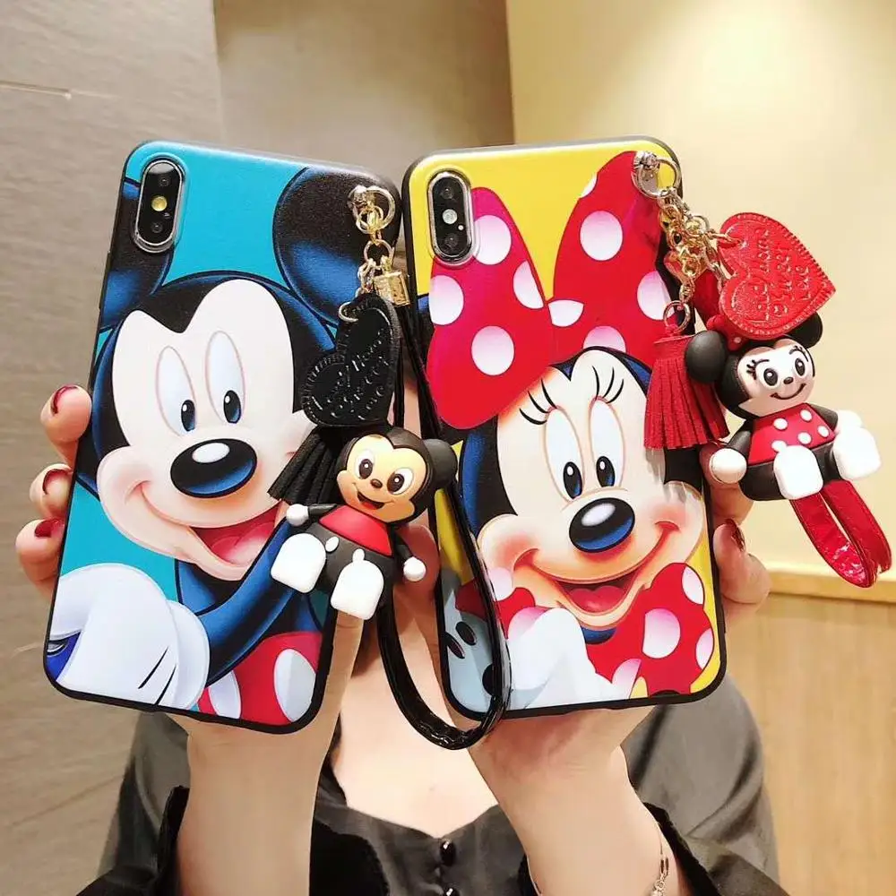 

3D Cartoon Minnie lanyard case for OPPO A9 A5 2020 A31 F5 F9 F7 A7 A73 A5S A3S Reno 2 3 F11 R17 Pro A1K Realme 5 3 Pro C2 Cover