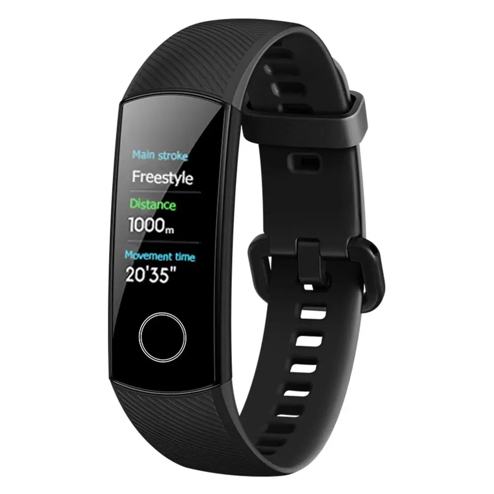 Black Huawei Honor Band 5 AMOLED сенсорный плавучий детектор 0,95 дюймов 5ATM водонепроницаемый смарт-Браслет спортивный трекер для сна Смарт-часы - Цвет: Black