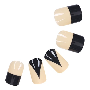 

24pcs Fake Nails Full Cover French False Fingernail Tips Medium Length Pre-designed Artificial Nail Art