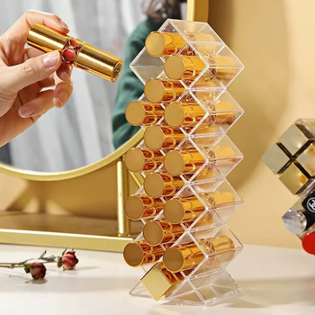 

Newly 10/16/28 Grids Acrylic Makeup Organizer Storage Box Cosmetic Lipstick Box Case Holder TE889