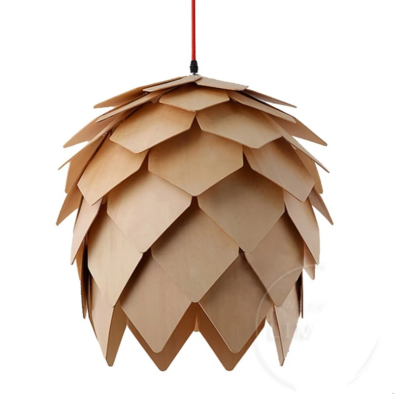 Nordic Morden OAK Wooden Pinecone светодиодные подвесные светильники деревянные современные