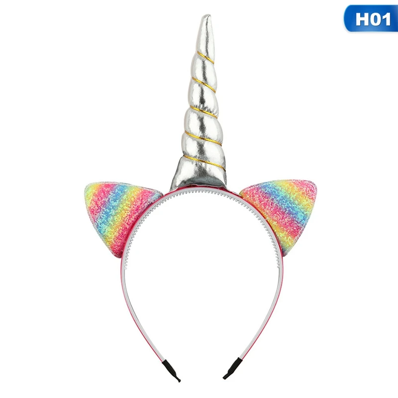 New Pattern Can Glitter Unicorn Hair Band Unicorn Cat Ears Party Hairband Sexy Headband Hair Accessories For Girl Hair Hoop - Цвет: BB5770H01