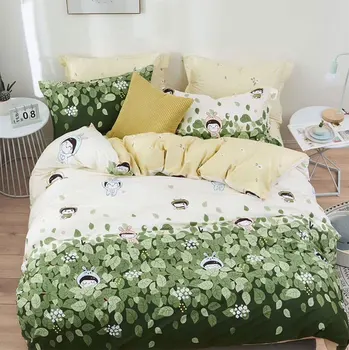 

Cartoon yellow green bedding set teen kid,full queen king cotton lovely double home textile bed sheet pillow case quilt cover