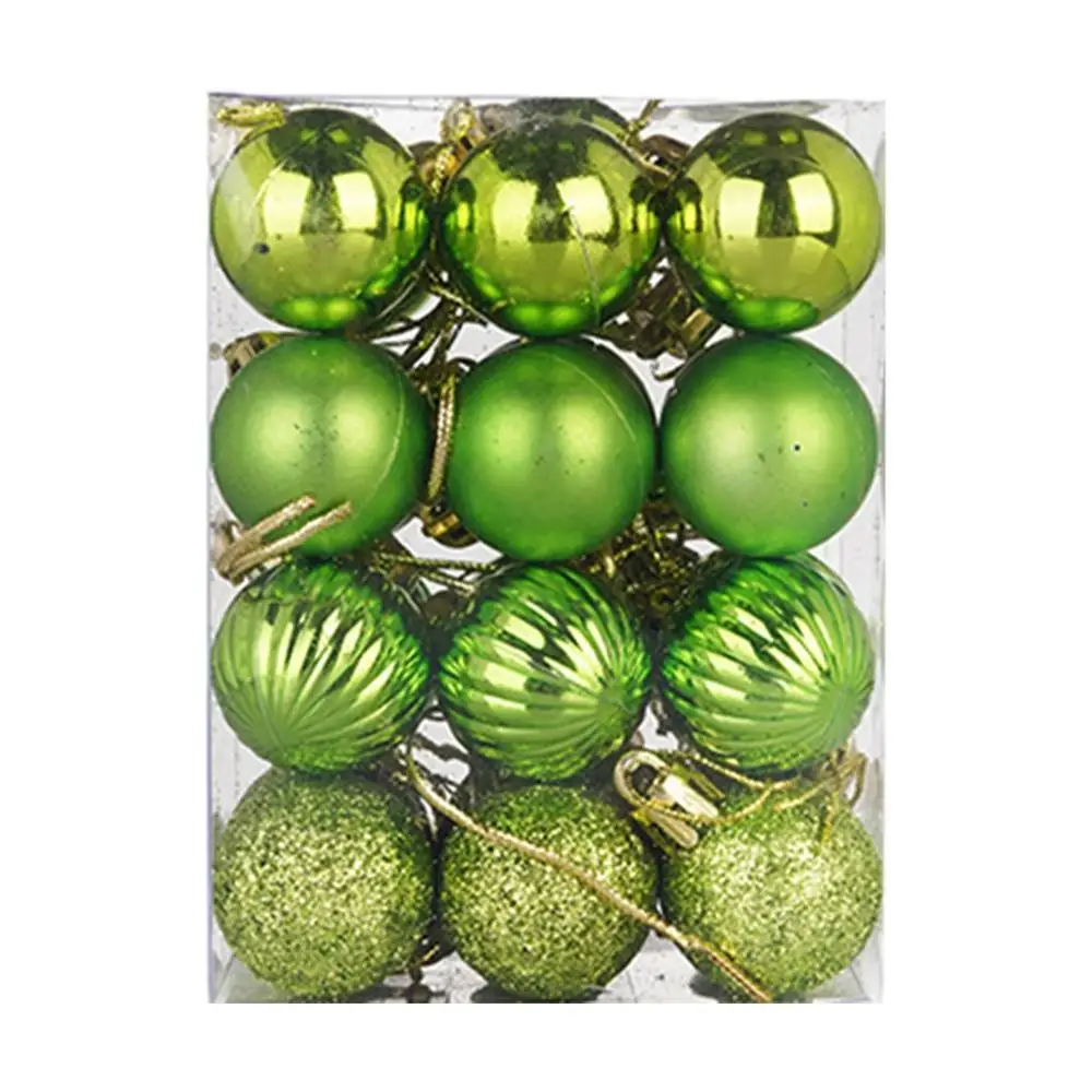 24pcs/lot 30mm Christmas Tree Decor Ball Bauble Hanging Xmas Party Ornament Decorations for Home Christmas Party Supplies&xs - Цвет: Green