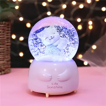 

New Crystal Ball Line Ball Cat Music snow Crystal Ball children toy snow light Music birthday Christmas Valentine's Day gift toy