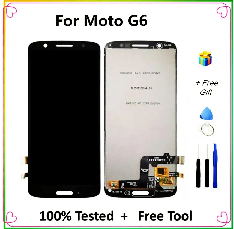 

For Motorola G6 LCD Display Touch Screen Digitizer Assembly Replacement Parts + Tools For Moto G6 XT1925 5.7" Inch LCDs Screen