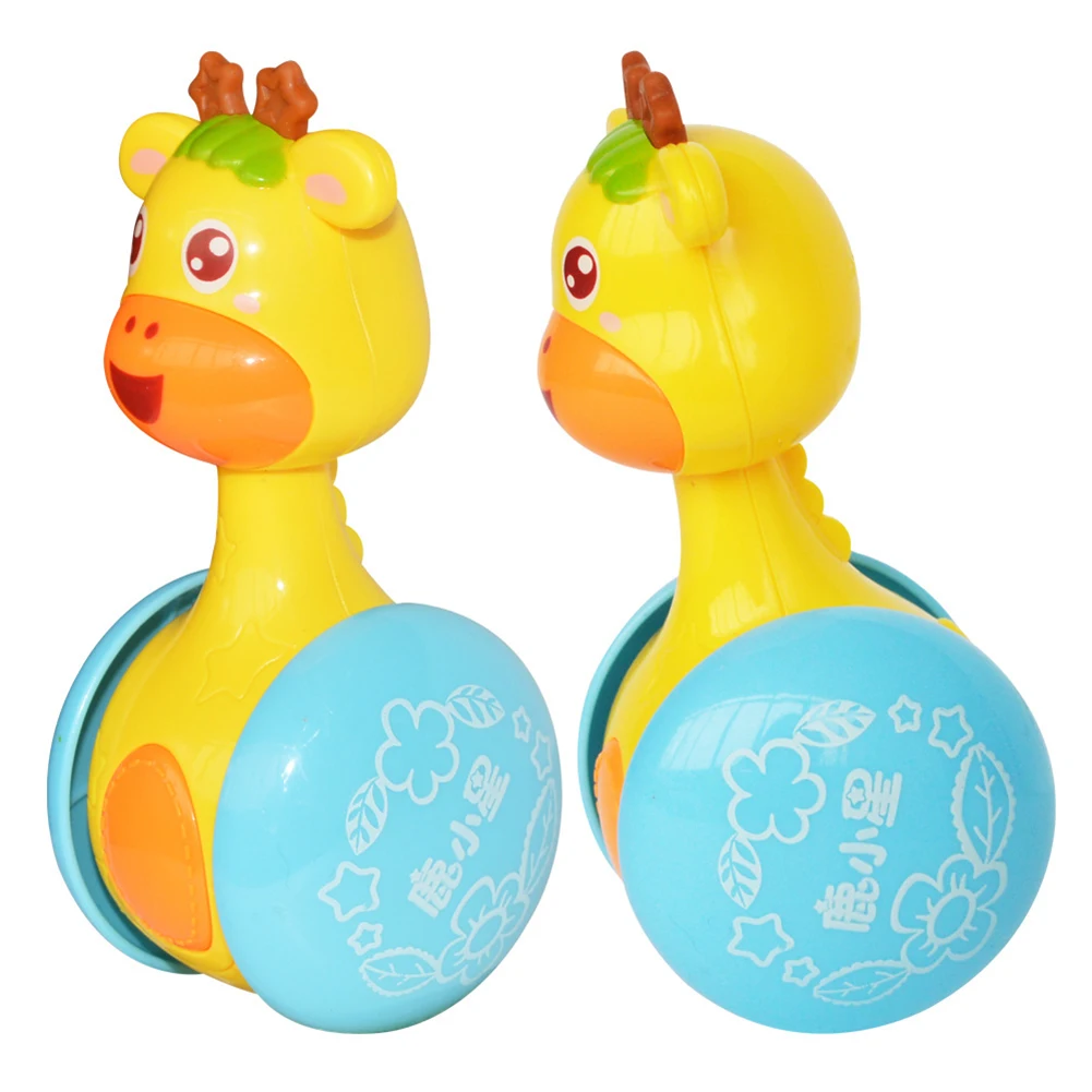 discounted  Newborn Baby Tumbler Toy Cute Cartoon Deer Rattles Tumbler Doll Toy Bell Music Learning Education B
