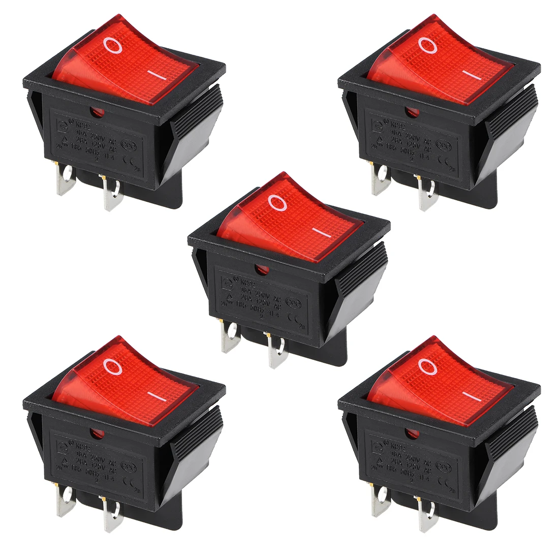 

uxcell Boat Rocker Switch Red LED Light DC 12/24V Toggle Switch for Boat Car Marine ON/OFF AC 250V/16A 125V/20A 5pcs