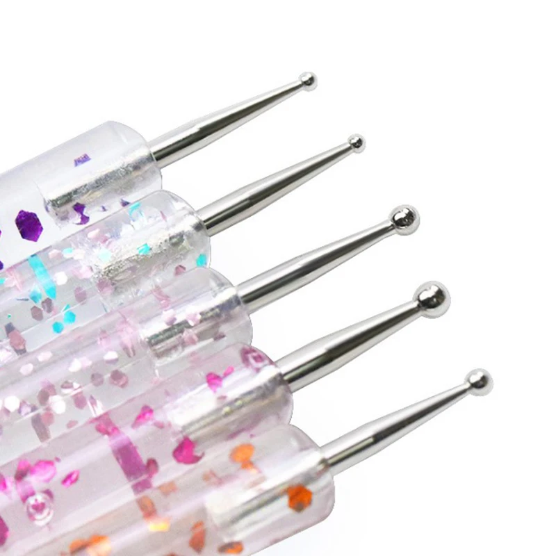 Nail Art Dotting Pens 5pcs Nail Art Dotting Pens 2 Ways Drill Point Tools Dot Marbleizing Painting Drawing Polish
