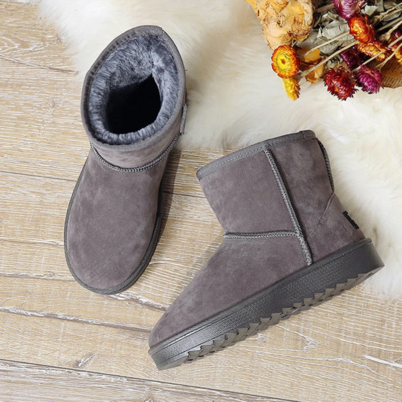 Snow Boots Fashion Flat Platform Ankle Boots For Womens Slip On Shoes Women Bota Feminina Plus Size 36-44 Warm Winter Shoes
