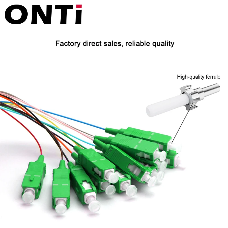 ONTi-Fiber Optical Patch Cord Pigtail LC UPC SM(9/125) 1m Fanout 12 Colors SC APC UPC simplex