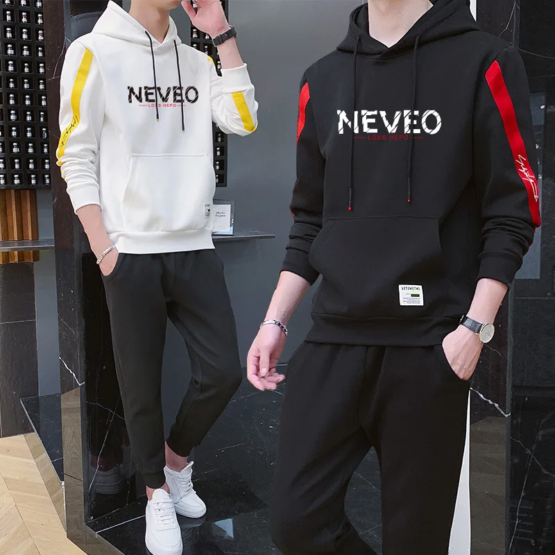 

2019 Autumn Clothing New Style Popular Brand Handsome Trendy Letters Printed Hoodie Set Men's Sports Casual Two-Piece Set