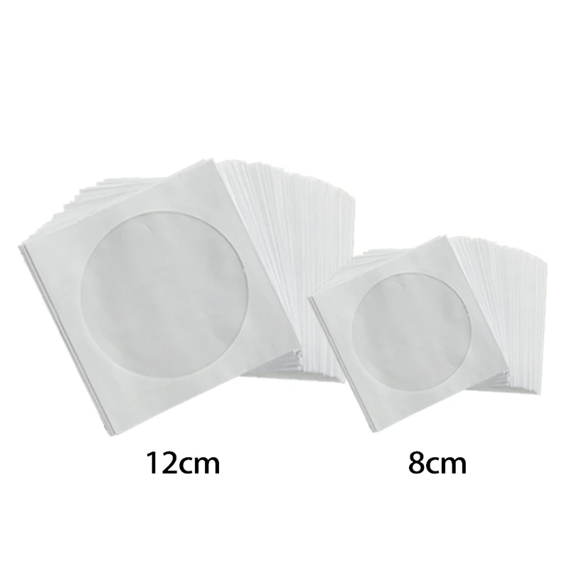 Disc Paper Envelopes with Transparent Flap 100Pcs/Pack 8/12cm Blu-ray DVD Disc Cover Protective Sleeves Storage Case Anti-static record protective sleeves