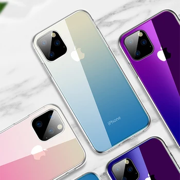 

Luxury Gradient Tempered Glass Case For Iphone 11 11 Pro 11 Pro Max 8 7 6 6s Plus Green Pink Purple Cover Protective Fundas