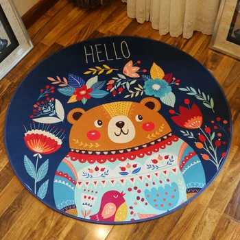 

Children's Room Cartoon round Carpet Bedroom Study Hoodie Floor Mat Computer Chair Swivel Chair Blue Discharge Floor Mat
