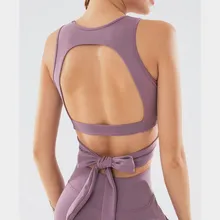 Для женщин топ для занятий йогой с открытой спиной Противоударный Спортивный Топ бандаж для тренажерного зала фитнес, спорт майка для бега Топы сексуальное нижнее белье с подкладками укороченный топ