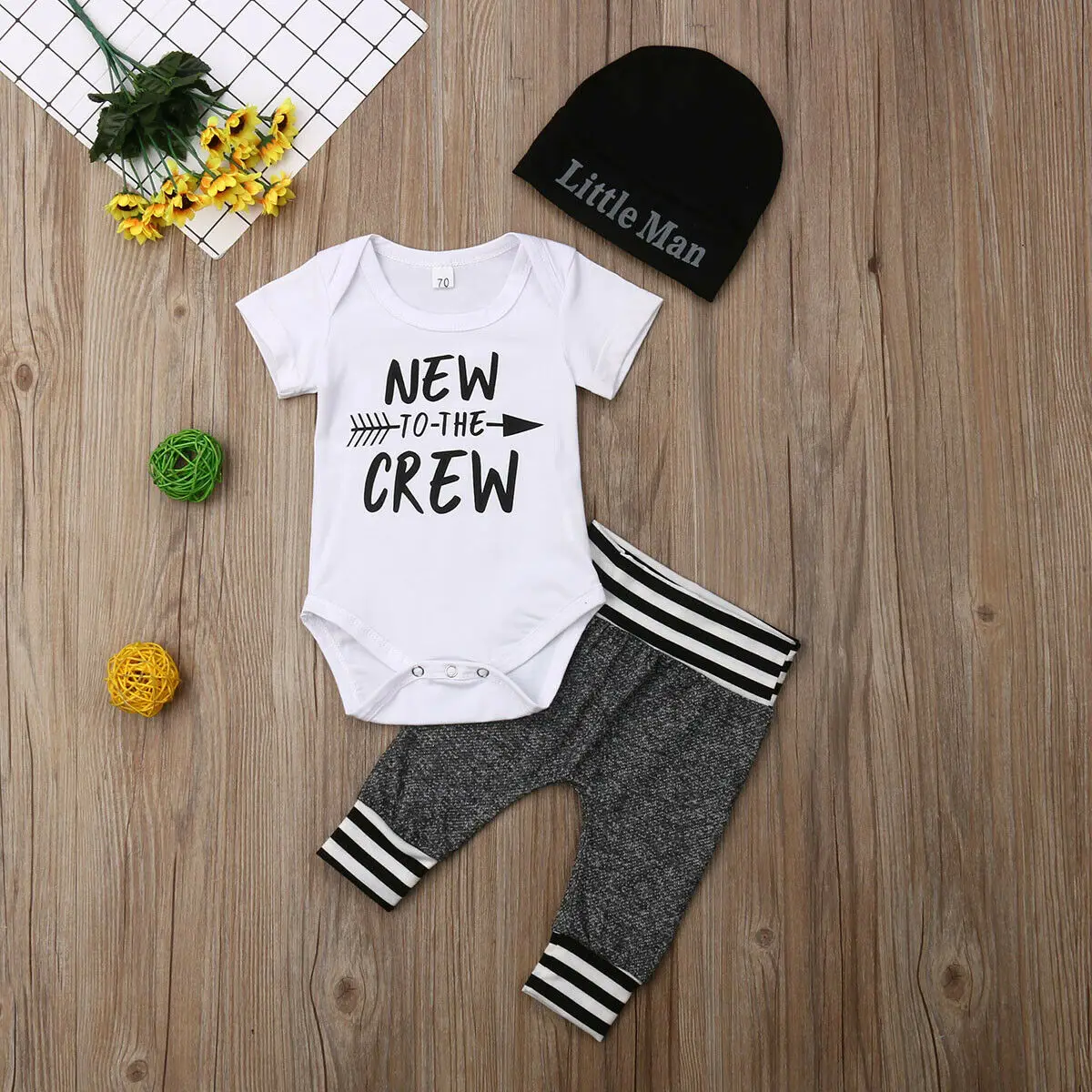 Комплект детской одежды из 3 предметов для новорожденных, комбинезон для маленьких мальчиков+ штаны с шапочкой, Униформа-комбинезон, Комбинезоны для детей от 0 до 18 месяцев