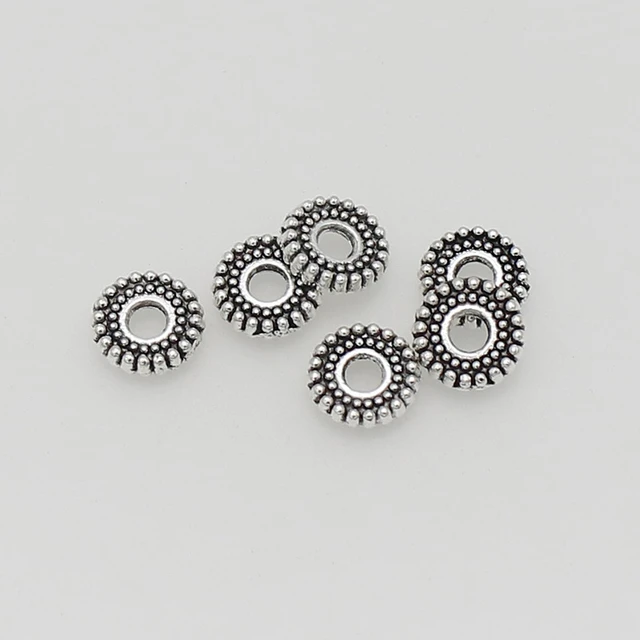 100pcs/lot Antique Silver Gear Shape Loose Bead Spacers 6mm 7.5mm Round  Handmade Beads Thin Separation Spacer DIY Jewelry Make - AliExpress