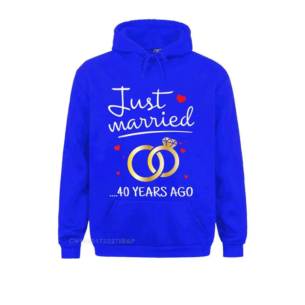 Just Married 40 Years Ago Funny Couple 40th Anniversary Gift Hoodie Sweatshirts For Men Custom Summer Fall Hoodies Funky Hoods