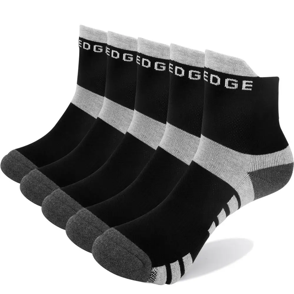 YUEDGE unisex sweat-wicking cotton ankle socks sports cycling running hiking camping men and women tennis socks (5 pairs / bag)