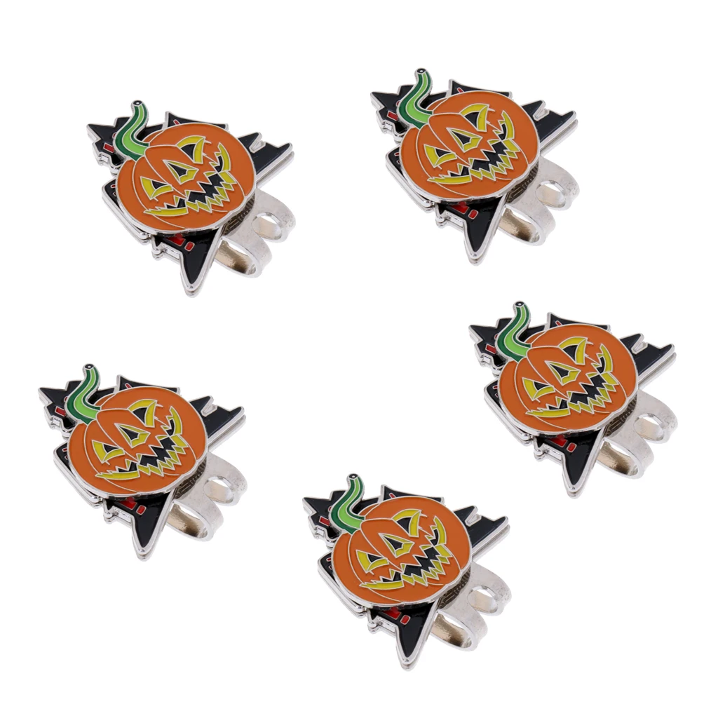 5 Pieces Halloween Pumpkin Magnetic Golf Ball Markers Clip Onto Cap Visor Hat Accessory Gift for Golfer