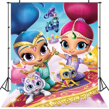 

SeekPro princess Shimmer and Shine Photography Backdrop For Girls baby kidCustomized Birthday Party Backgrounds For Photo Studio